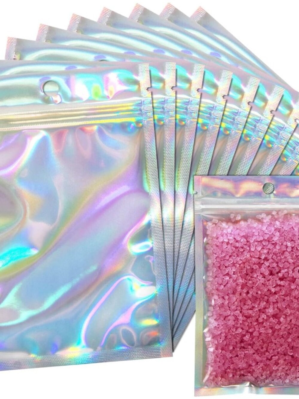 100 Pack Resealable Holographic Bags for Small Business 4 X 6 inches